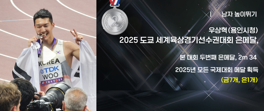 우상혁(용인시청) 2025 도쿄 세계육상경기선수권대회 은메달,